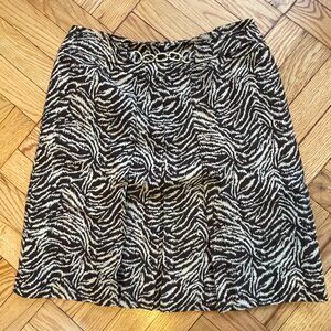 Ann Taylor Animal Print Skirt A-Line Pleated‎